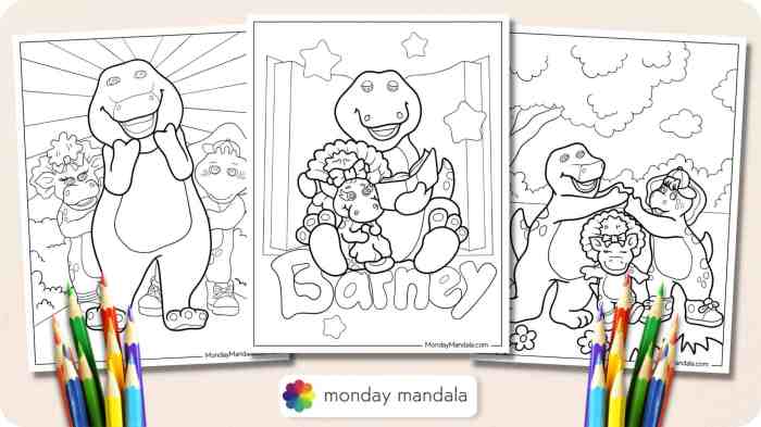 Barney coloring book pages